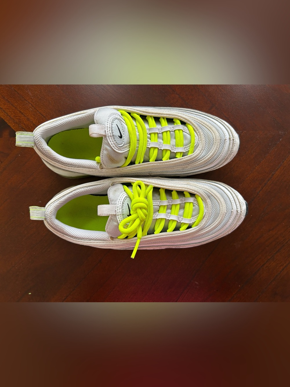 Nike Air Max 97 White with Neon Yellow Accents size 7Y - Picture 2 of 8